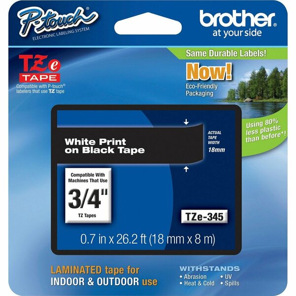 Brother International White on Black 3 4'' TZE345